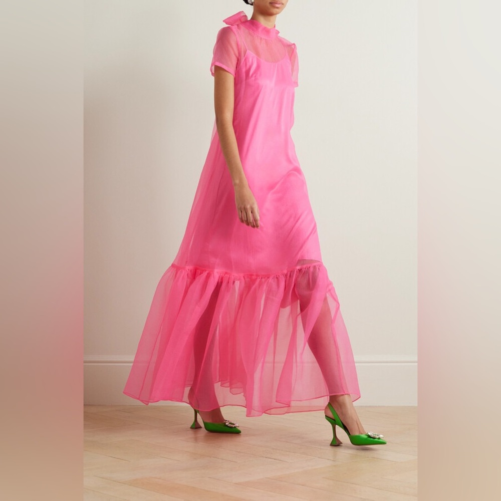 STAUD Pink Organza Maxi Dress